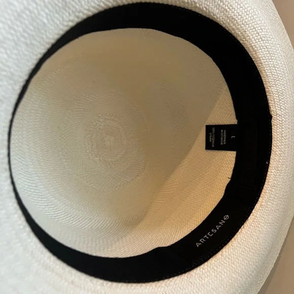 New Artesano Pinto Elegant Cream white Wide-Brim Hat Large L M adjustable boater - Picture 9 of 10